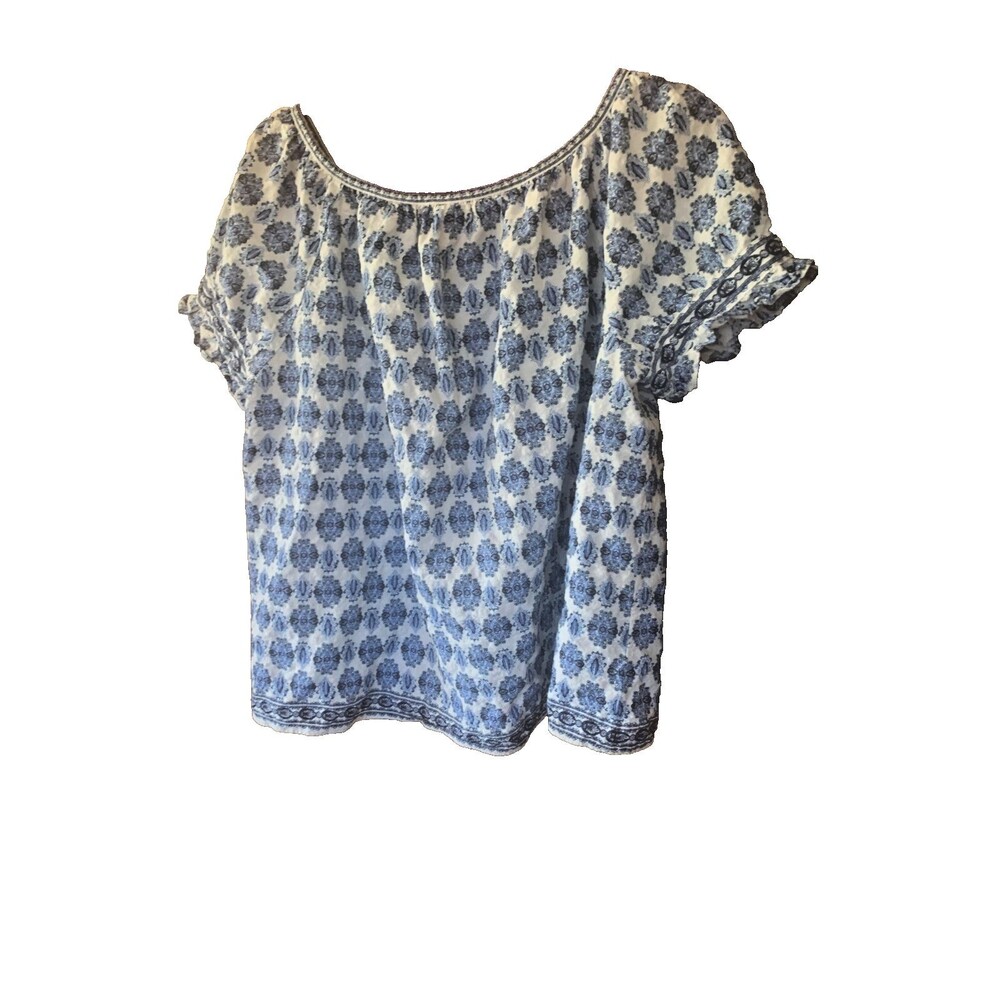 Max Studio Split Neck Ruffle Sleeve Top Sz XL - Picture 3 of 4